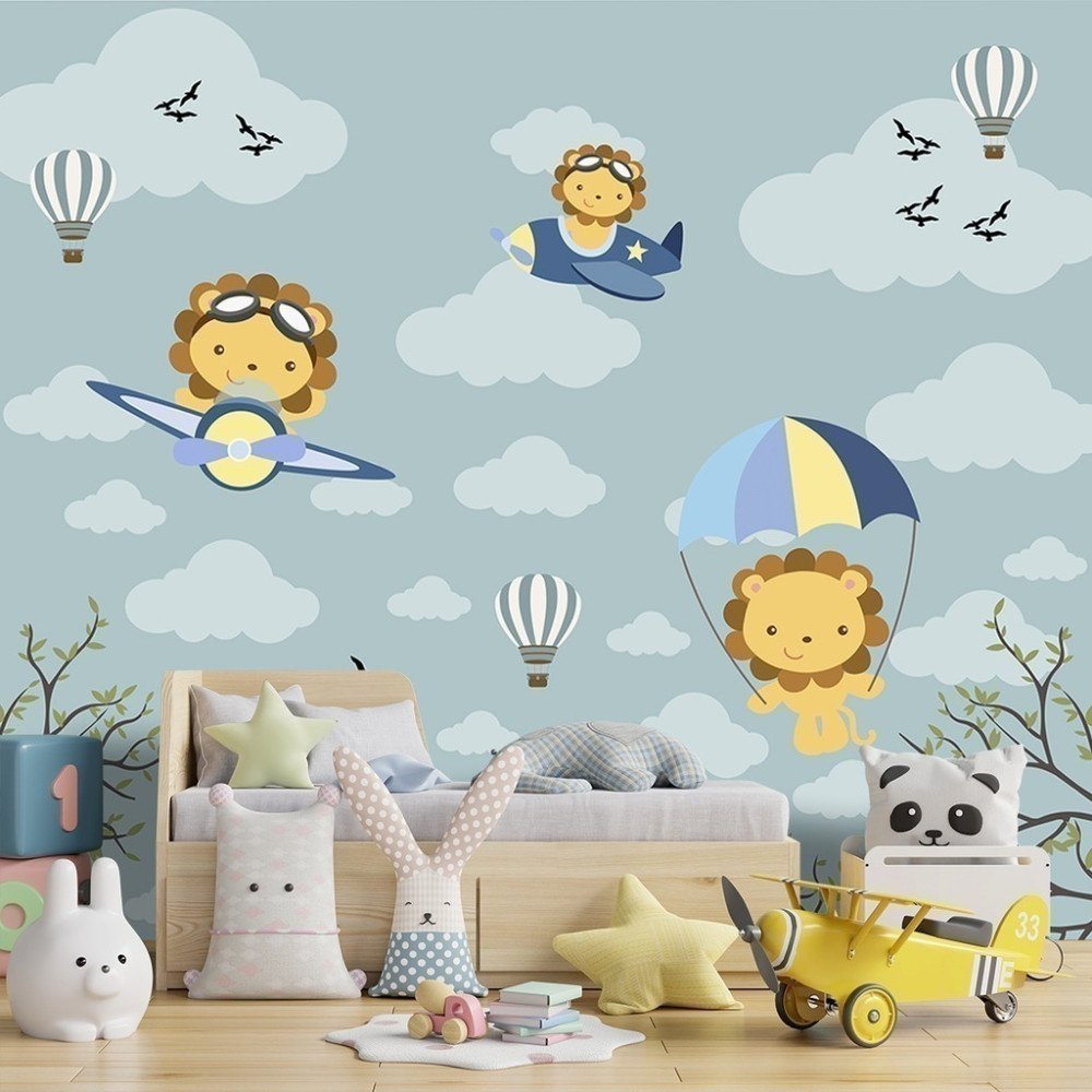 Papel De Parede Personalizado Leaozinho Baby Aviador