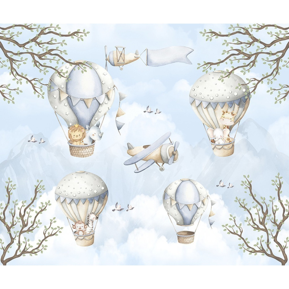 Papel De Parede Personalizado Safári No Balão Aquarela