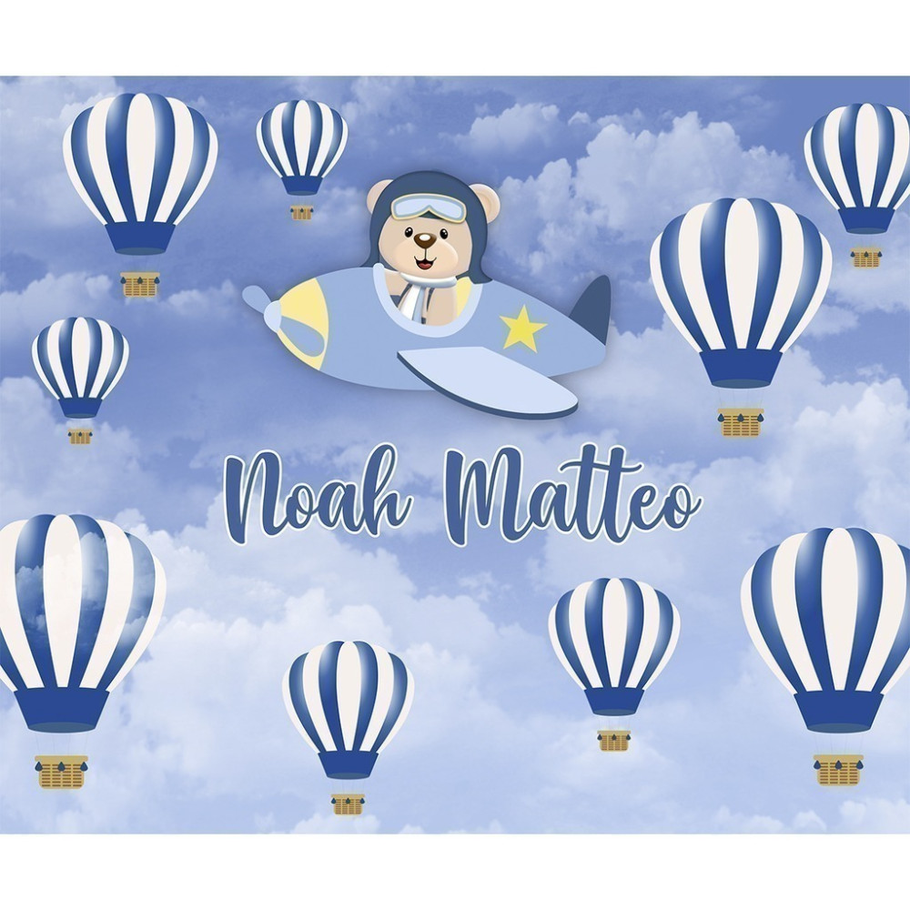 Papel De Parede Personalizado Ursinho Aviador Céu Azul