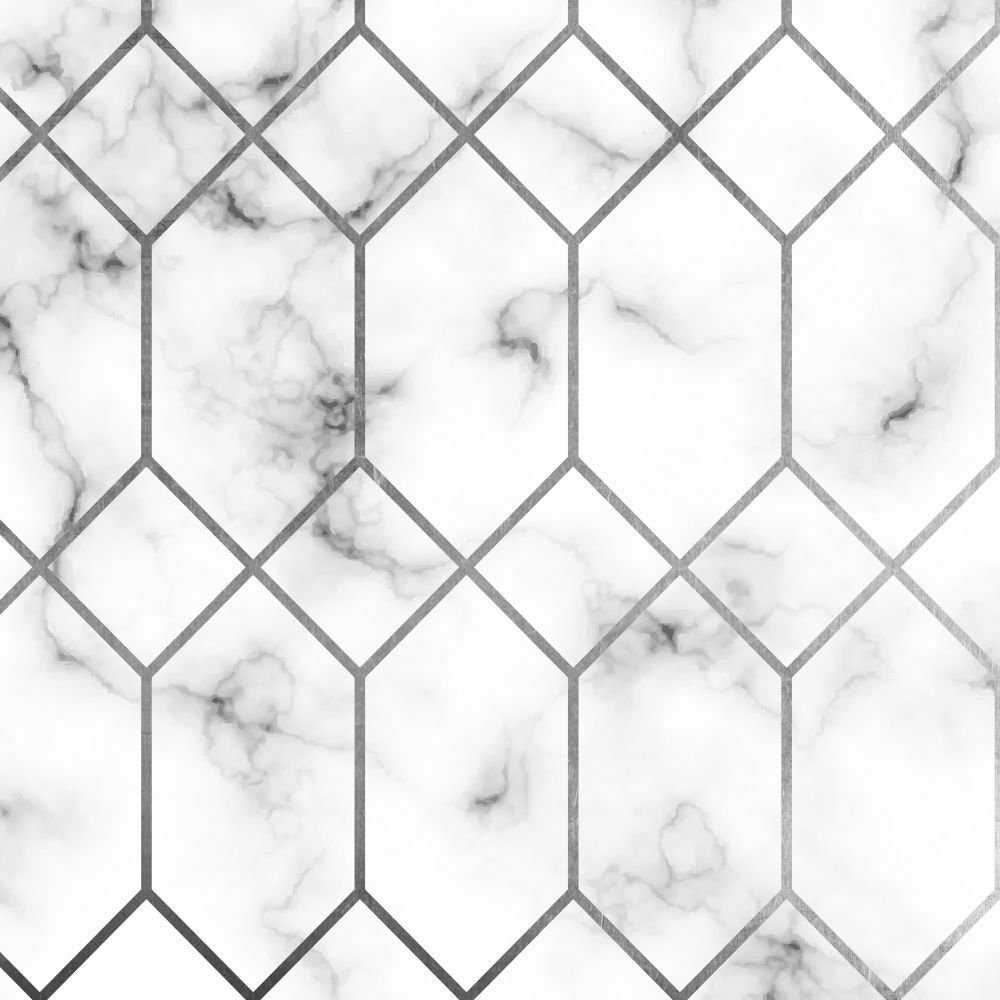 Papel de Parede Geométrico Hexágono Mármore com Cinza