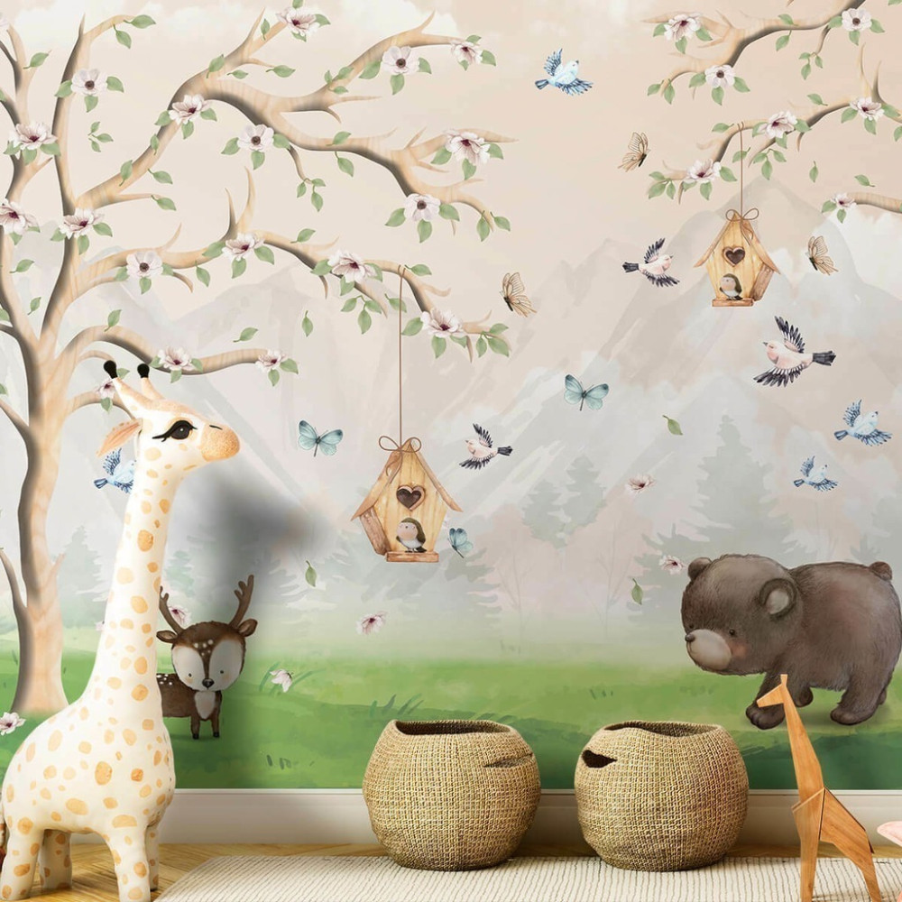 Papel De Parede Personalizado Bosque Encantado Aquarela