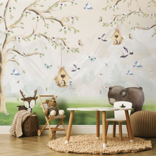 Papel De Parede Personalizado Bosque Encantado Aquarela