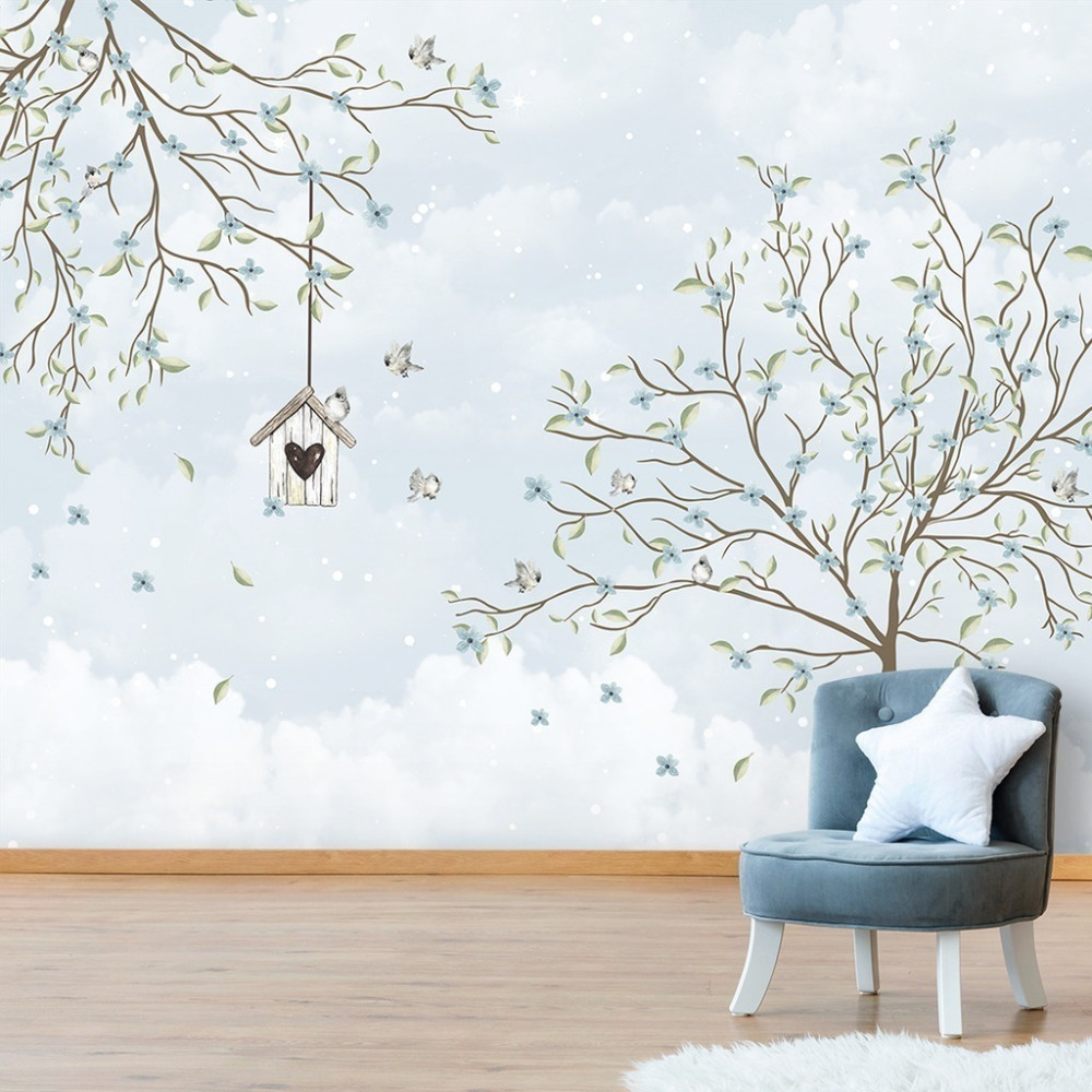 Papel De Parede Personalizado Casa De Passarinho All Blue