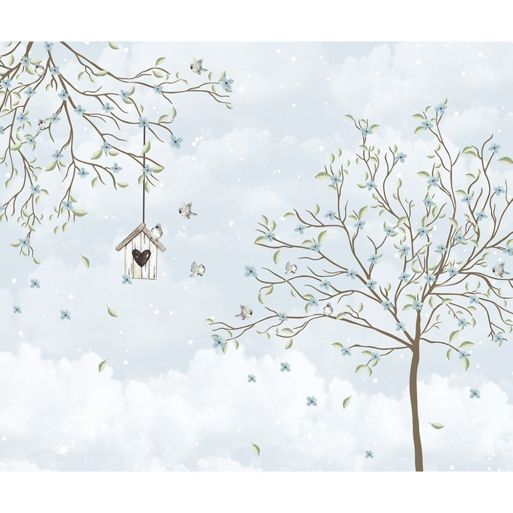 Papel De Parede Personalizado Casa De Passarinho All Blue