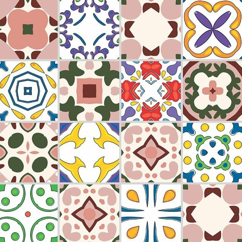 Adesivo de Azulejo Hidráulico em tons Predominantes de Rosa Salmão
