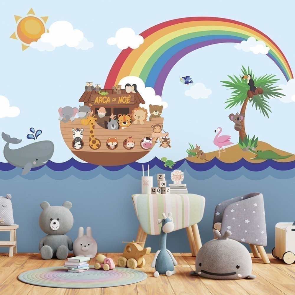 Papel De Parede Personalizado Arca De Noé Com Bichinhos