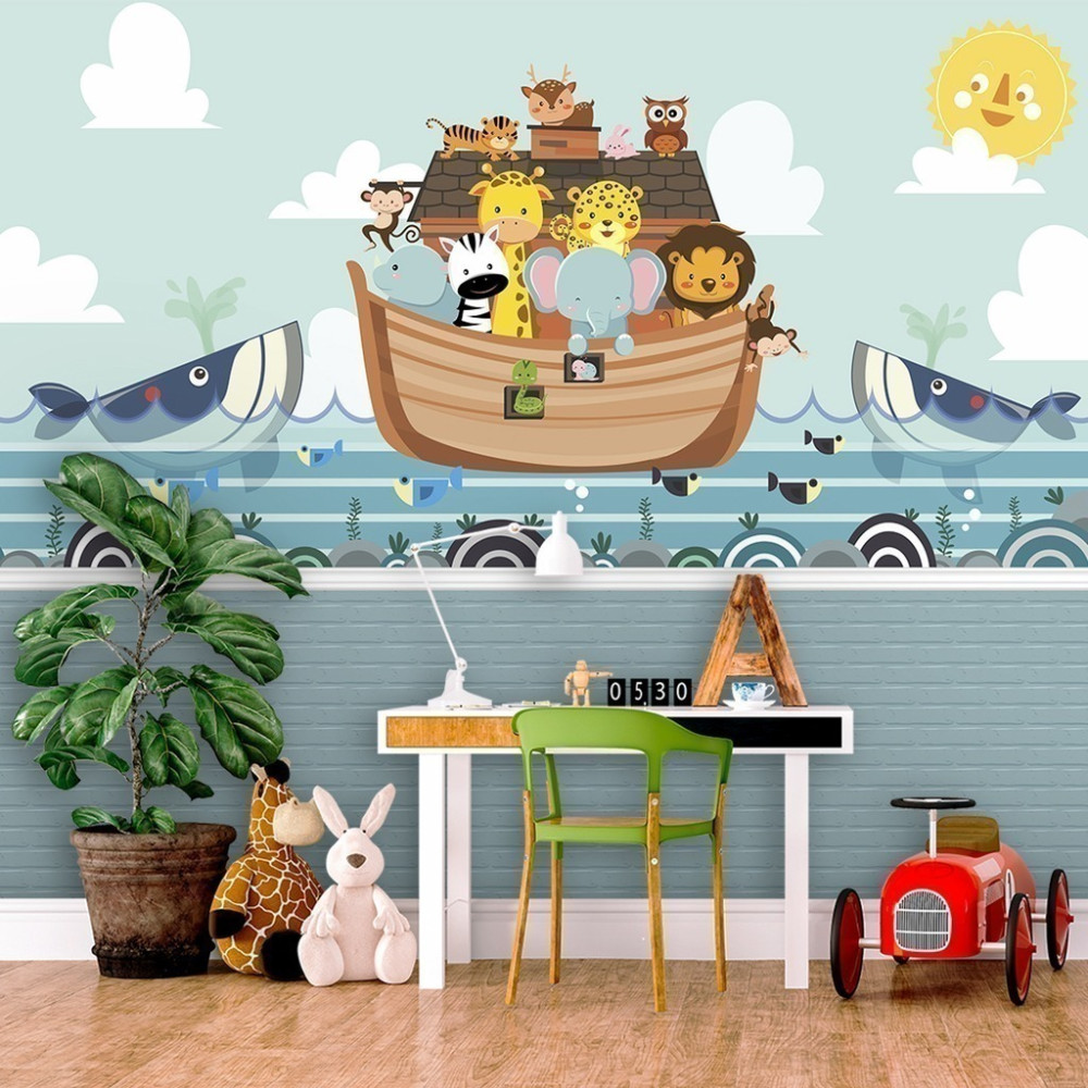 Papel De Parede Personalizado Animais Na Arca De Noé Cute Papel De Parede Personalizado Animais Na Arca De Noé Cute