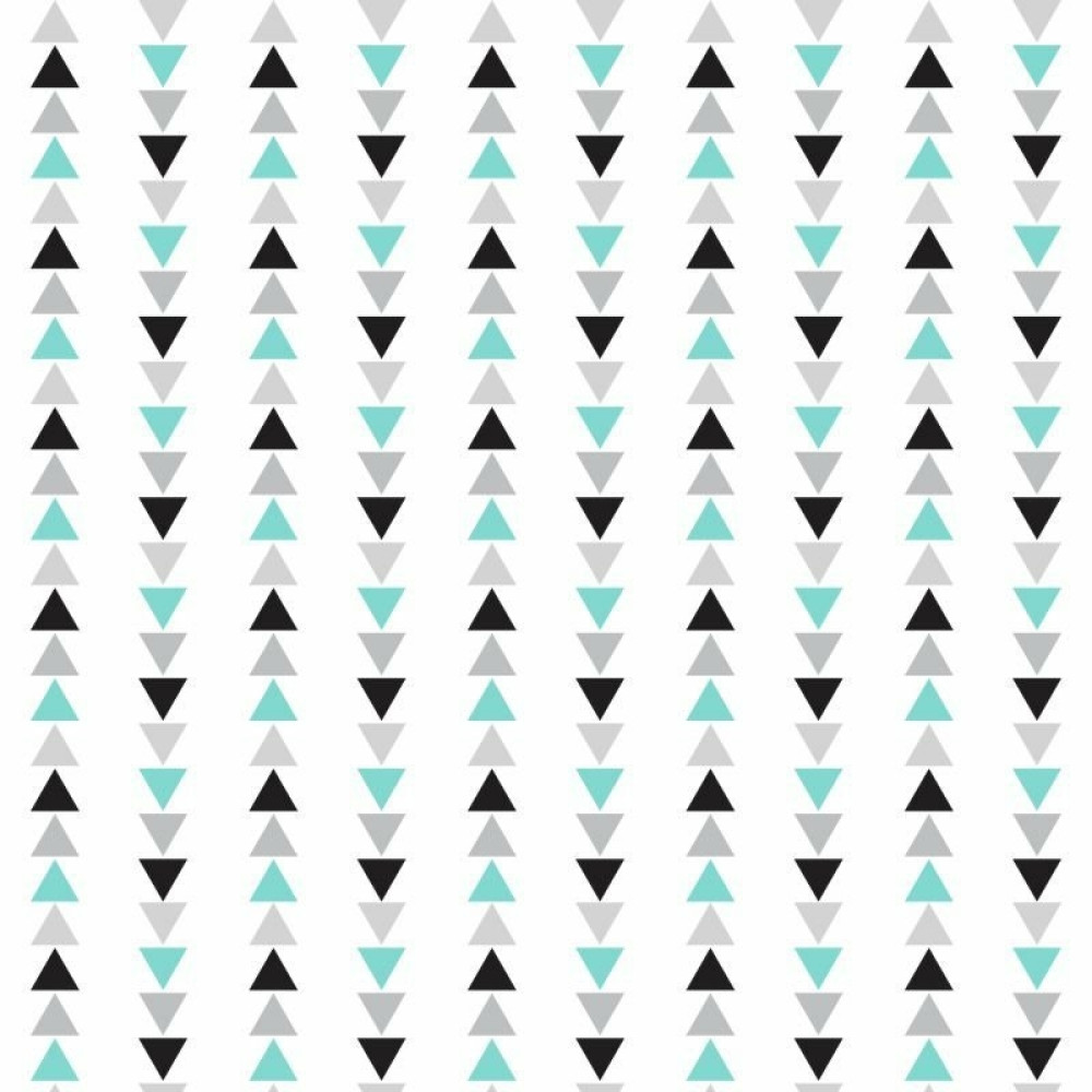 Papel de Parede Geométrico Triângulos Tiffany, Cinza e Preto