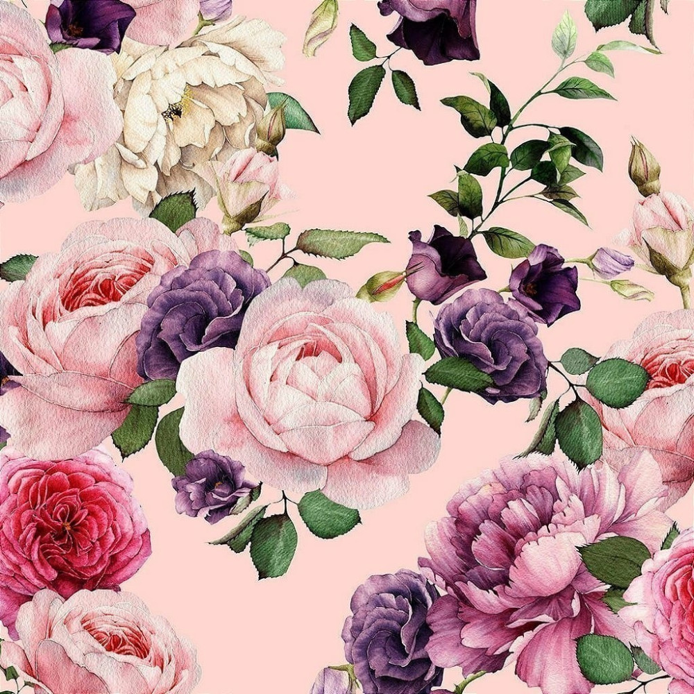 Papel De Parede Personalizado Floral Fundo Rosa