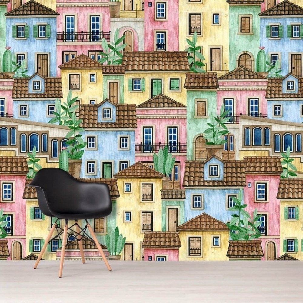 Papel de Parede Personalizado Casinhas