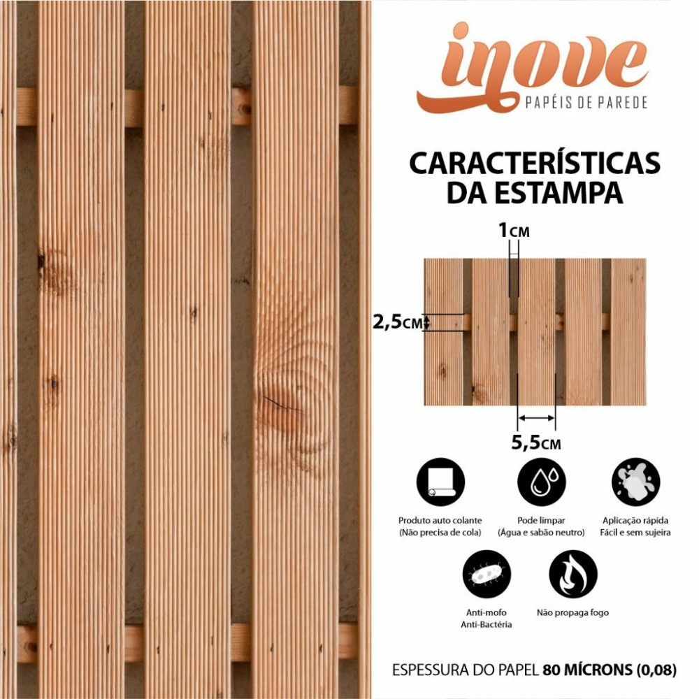 Papel de Parede Madeira Ripado Crua