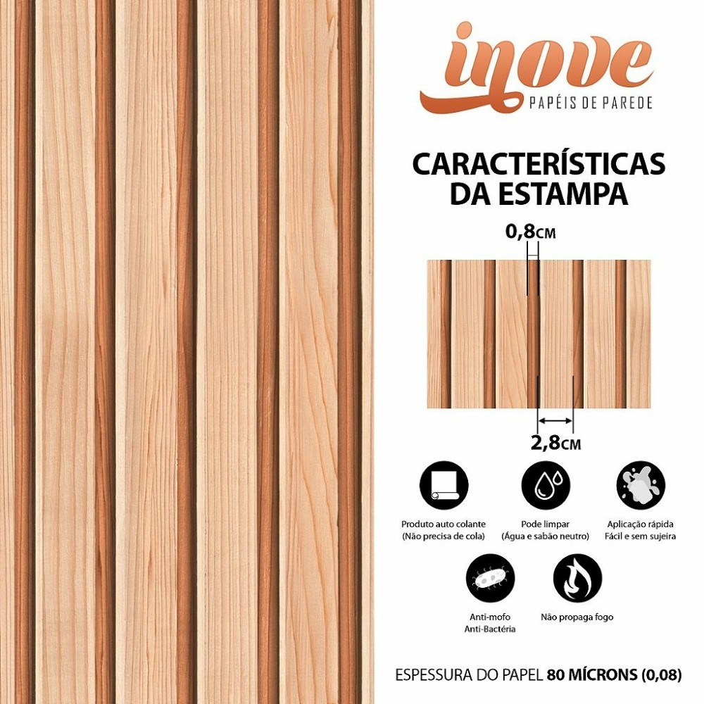 Papel de Parede Madeira Ripada Realista