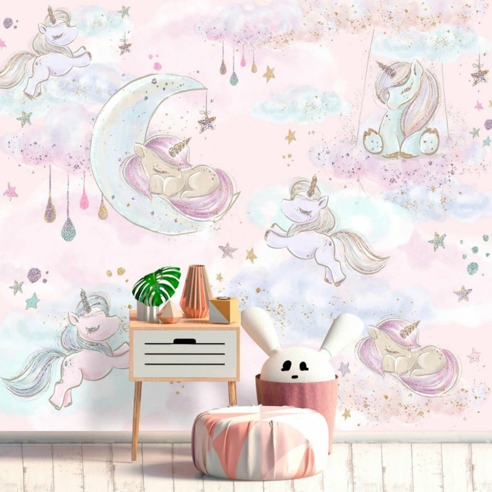 Papel de Parede Personalizado Unicórnios Baby