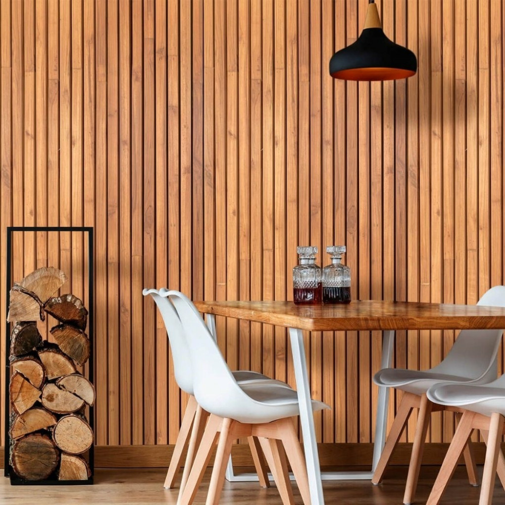 Papel De Parede Personalizado Madeira Ripado Realista