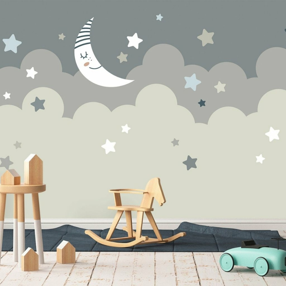 Papel de Parede Personalizado Lua e Estrelas Baby