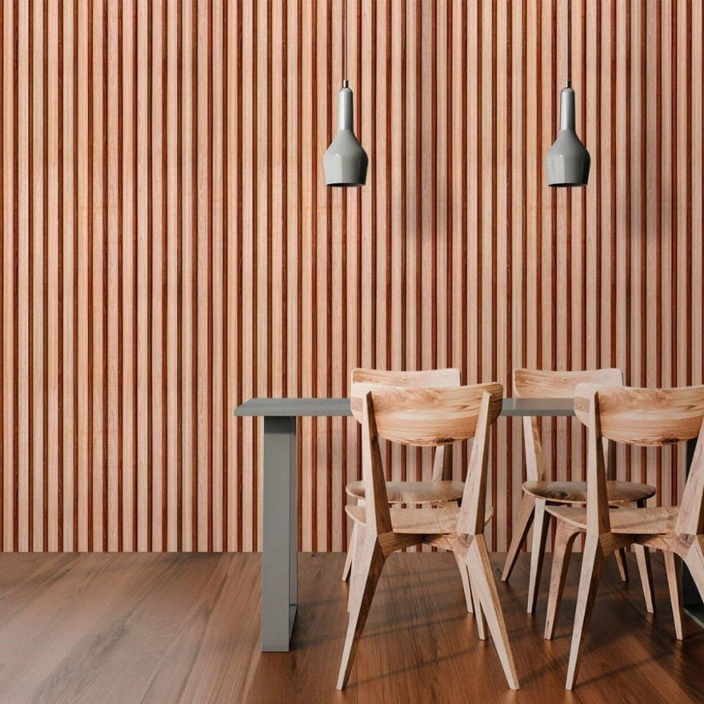 Papel De Parede Personalizado Madeira Ripado Pinus Com Mogno