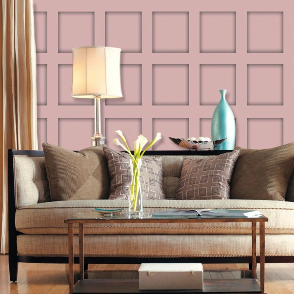 Papel de Parede Personalizado Painel de Madeira Quadrado Rose