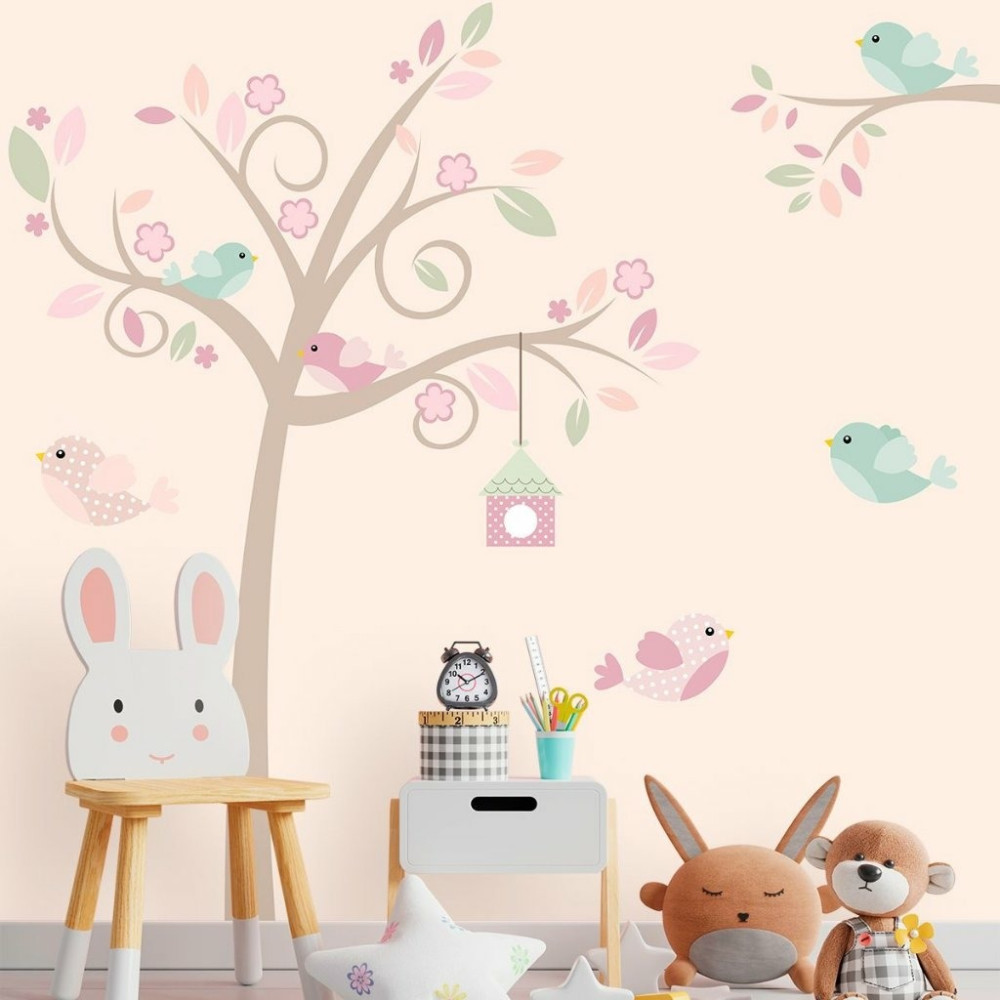 Papel de Parede Personalizado Pássaros Cute