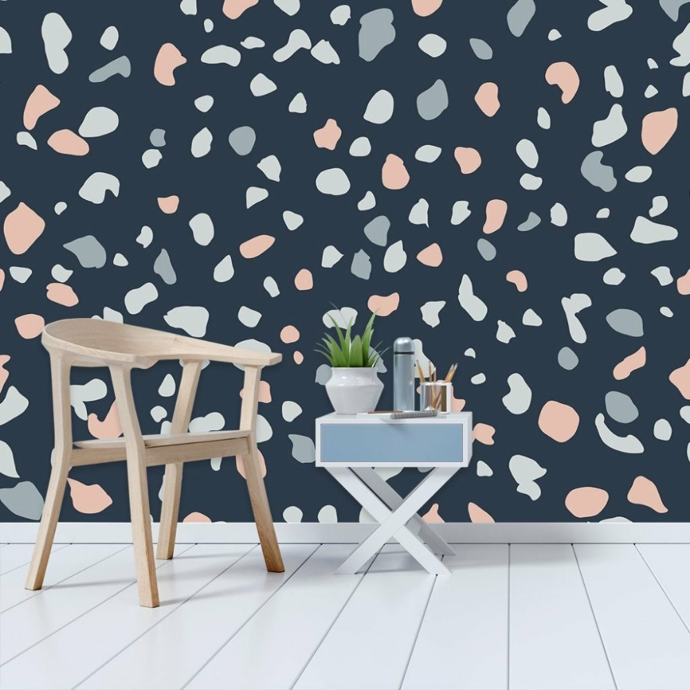 Papel De Parede Personalizado Granilite Fundo Azul Escuro