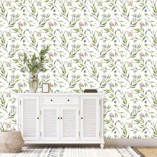 Papel De Parede Personalizado Borboletas e Ramos