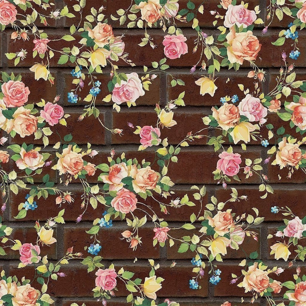 Papel de Parede Personalizado Tijolinho Floral