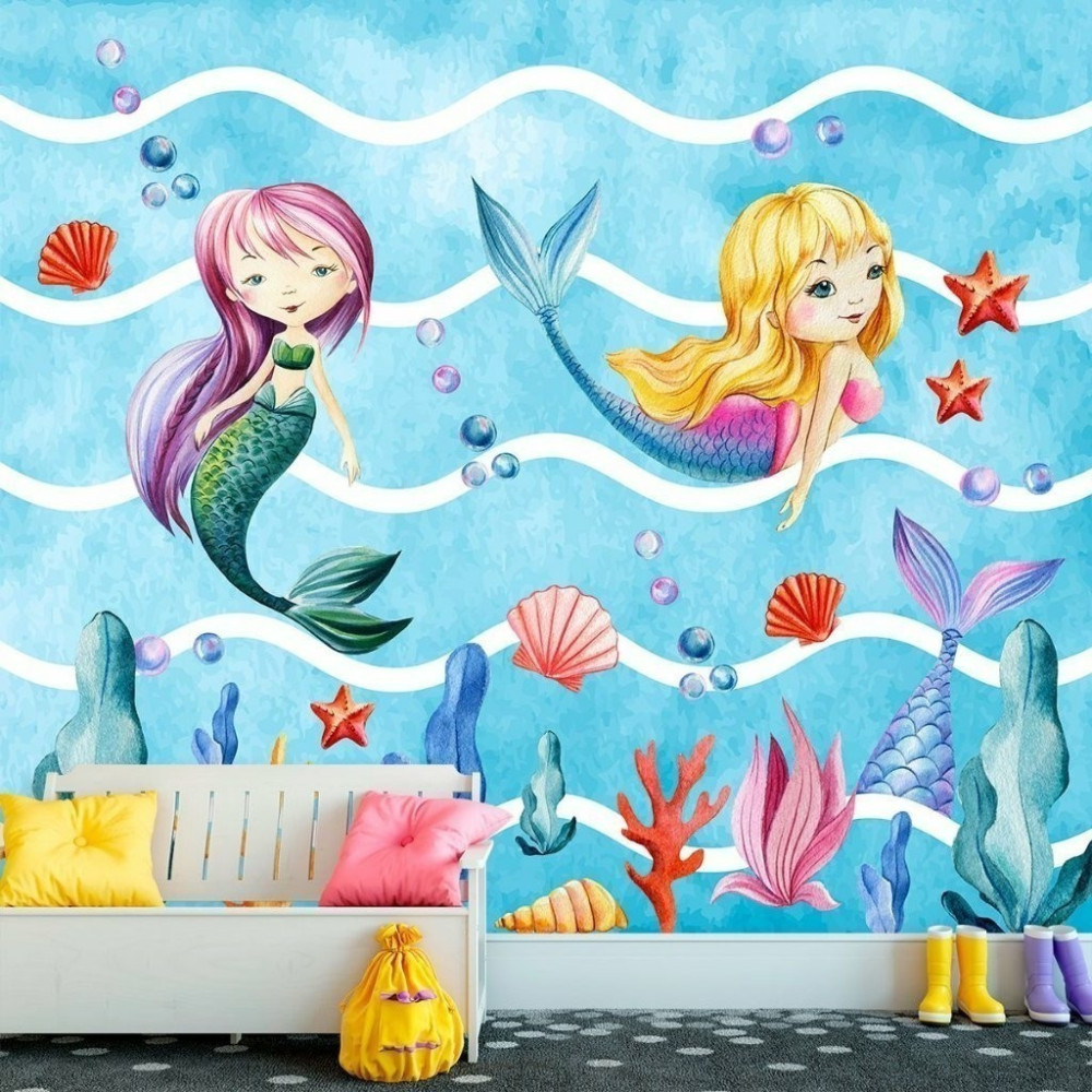 Papel de Parede Personalizado Sereias no Fundo do Mar