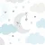 Papel de Parede Baby Nuvens e Lua Cinza e Azul