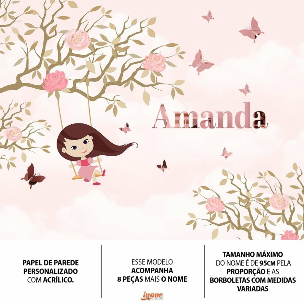 Papel de Parede Personalizado Menina Cadeira de Balanço