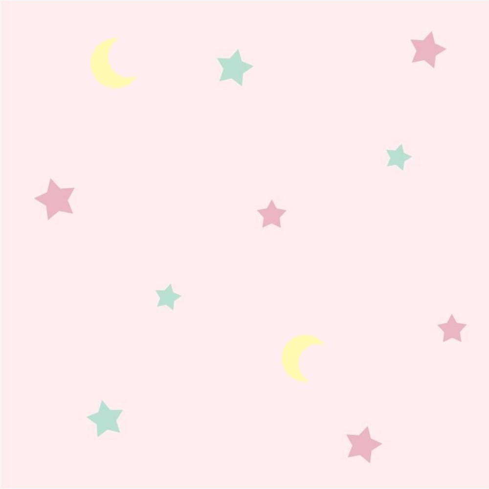 Papel de Parede Baby Lua e Estrelas fundo Rosa