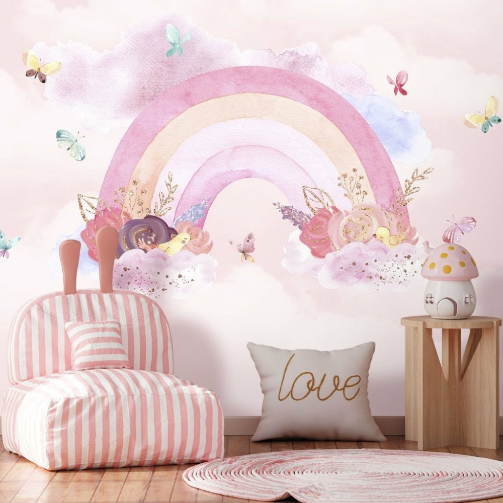 Papel de Parede Personalizado Arco-Íris de Algodão Doce