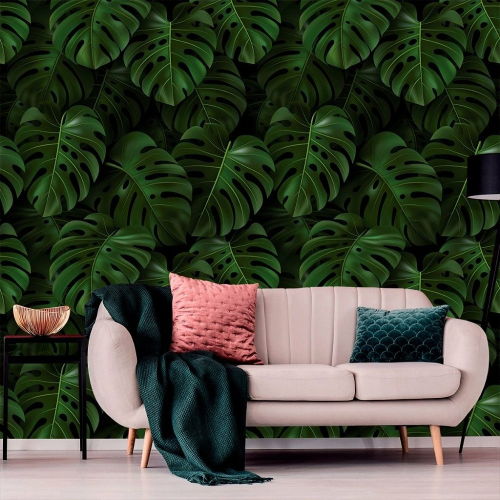 Papel de Parede Personalizado Costela de Adão Verde Papel de Parede Personalizado Costela de Adão Verde