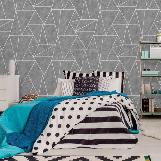 Papel de Parede Geométrico Premium Cimento Queimado