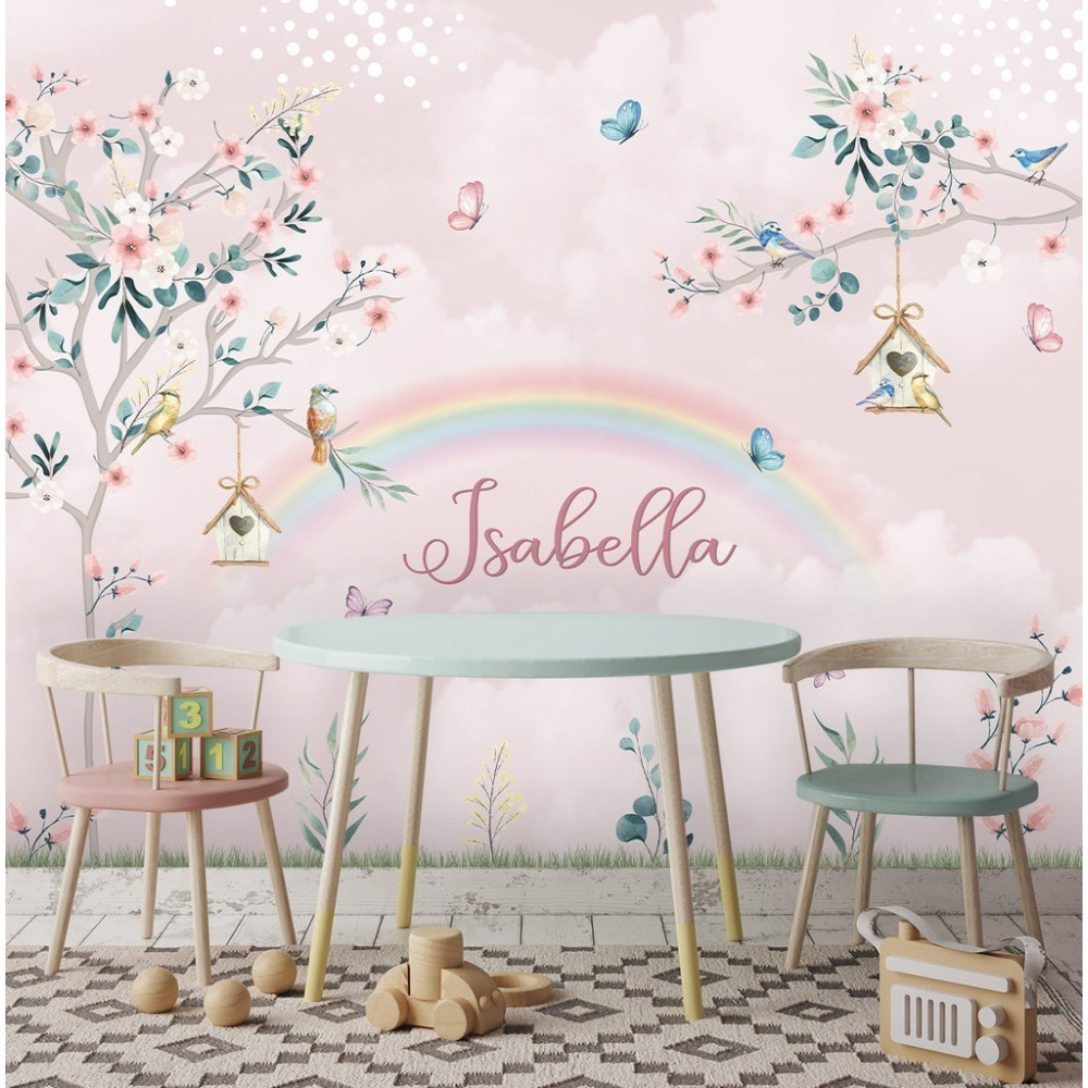 Papel de Parede Personalizado Arco Íris no Céu Rosa Papel de Parede Personalizado Arco Íris no Céu Rosa