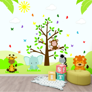 Papel De Parede Personalizado Amiguinhos Fofos Safári