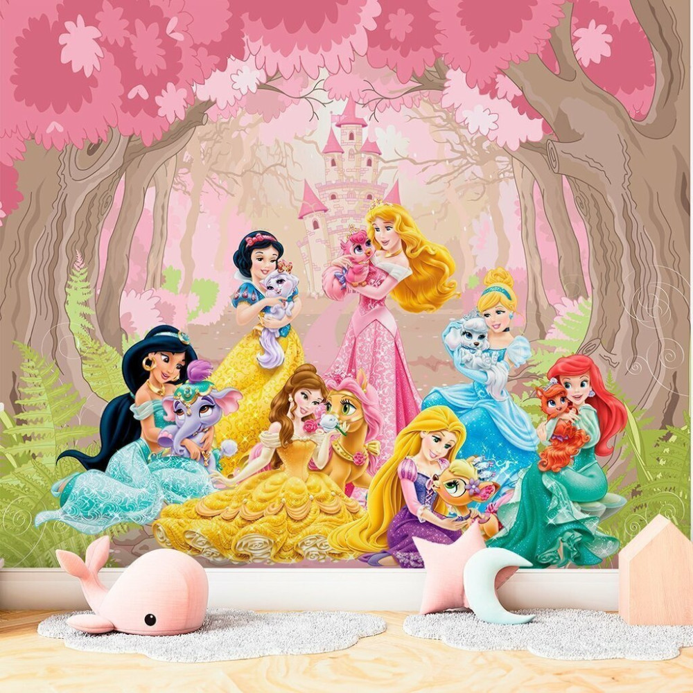 Papel De Parede Personalizado Princesas Felizes Com Os Animais No Bosque