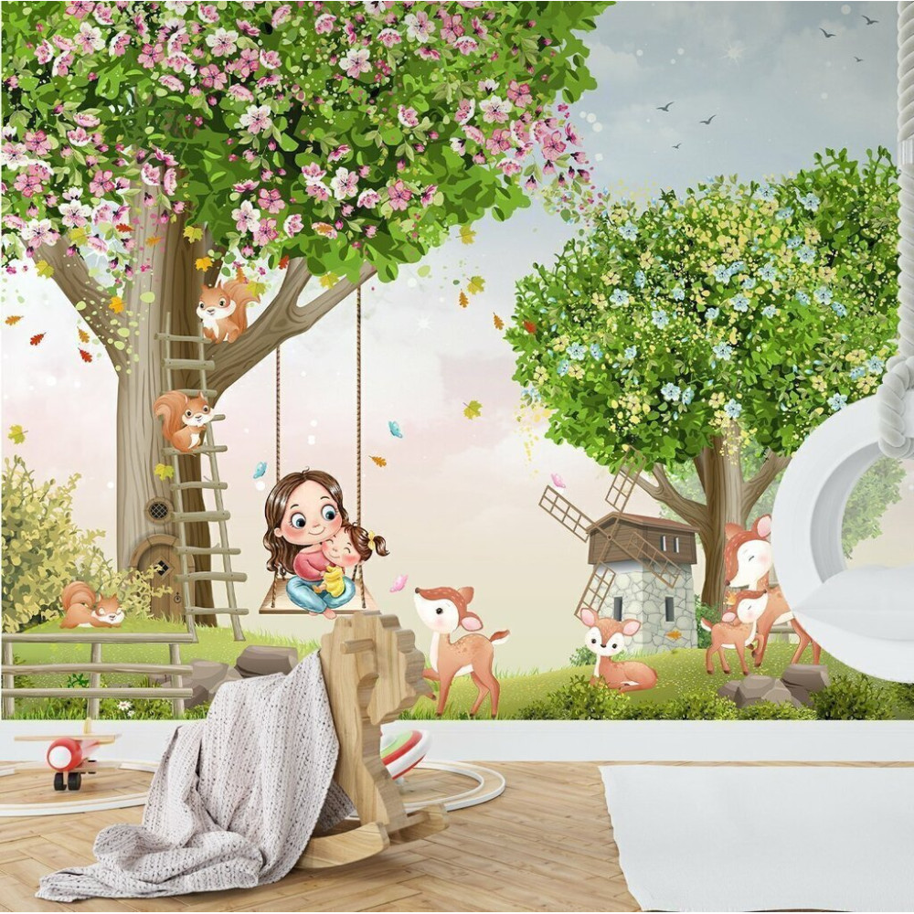 Papel De Parede Personalizado Mãe e Filha no Balanço