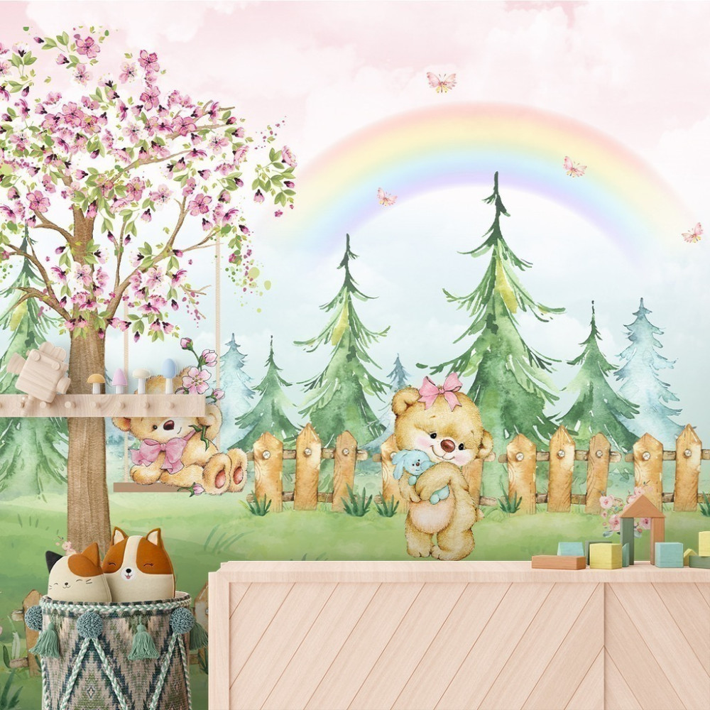 Papel de Parede Personalizado Jardim Encantado dos Ursinhos