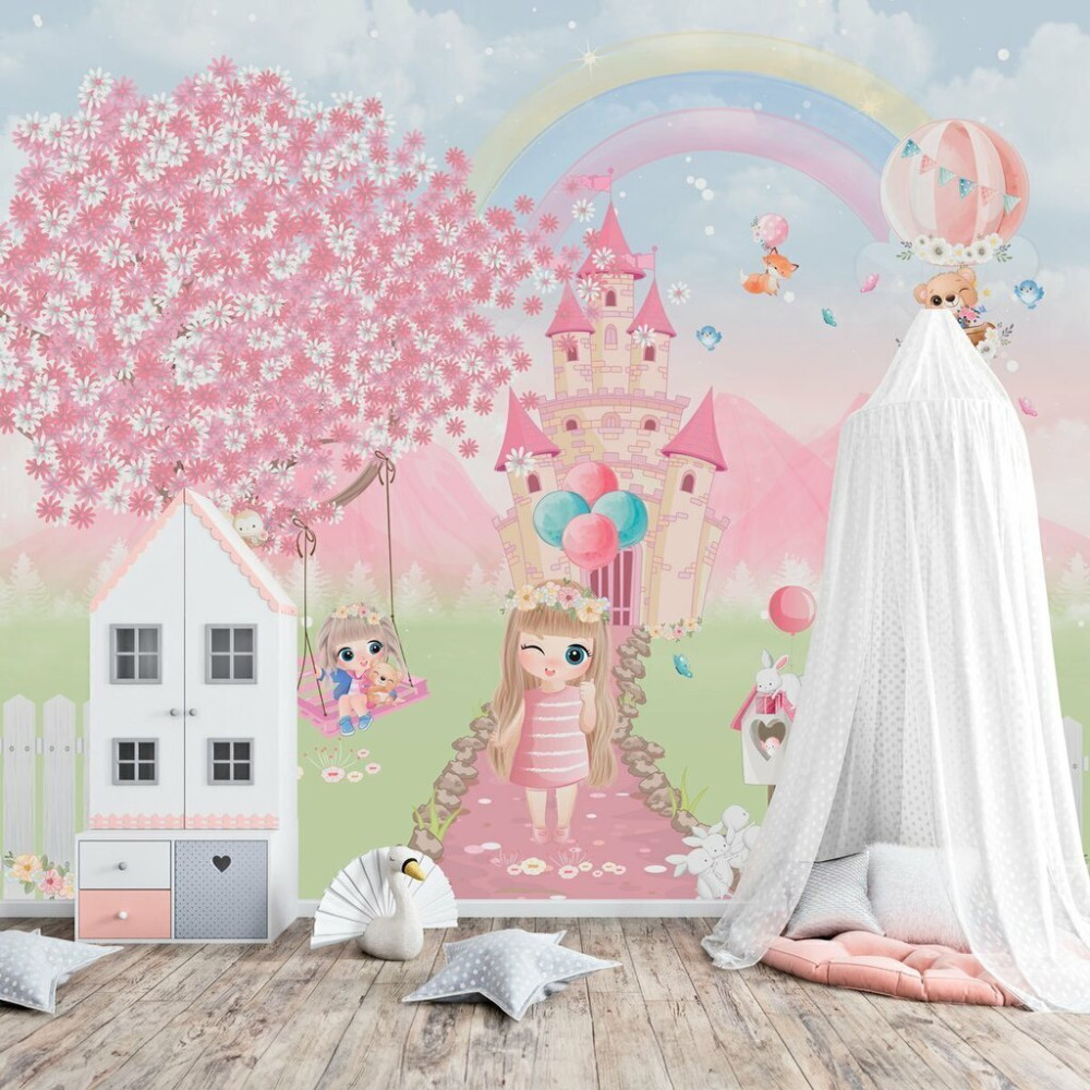 Papel De Parede Personalizado Menininha No Castelo Encantado