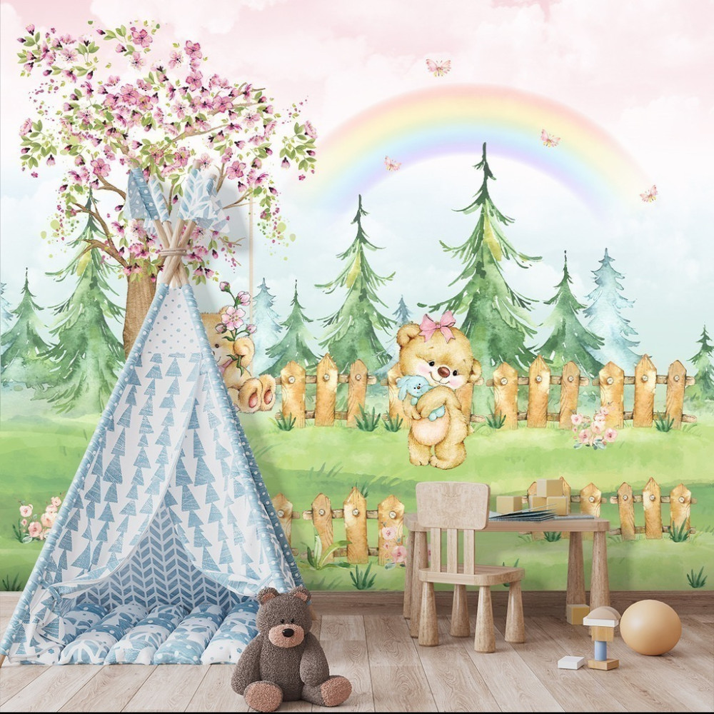 Papel de Parede Personalizado Jardim Encantado dos Ursinhos