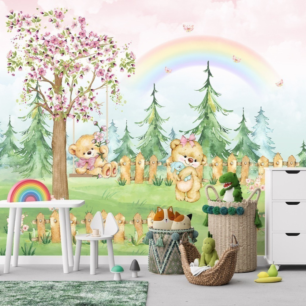 Papel de Parede Personalizado Jardim Encantado dos Ursinhos