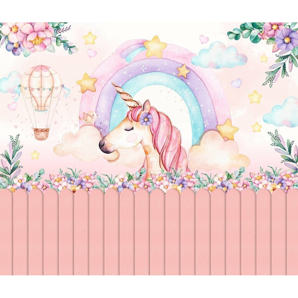 Papel de Parede Personalizado Fantasia Floral do Unicórnio