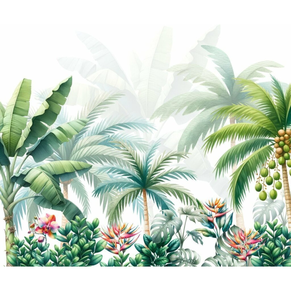 Papel de Parede Personalizado Jardim Tropical Aquarela