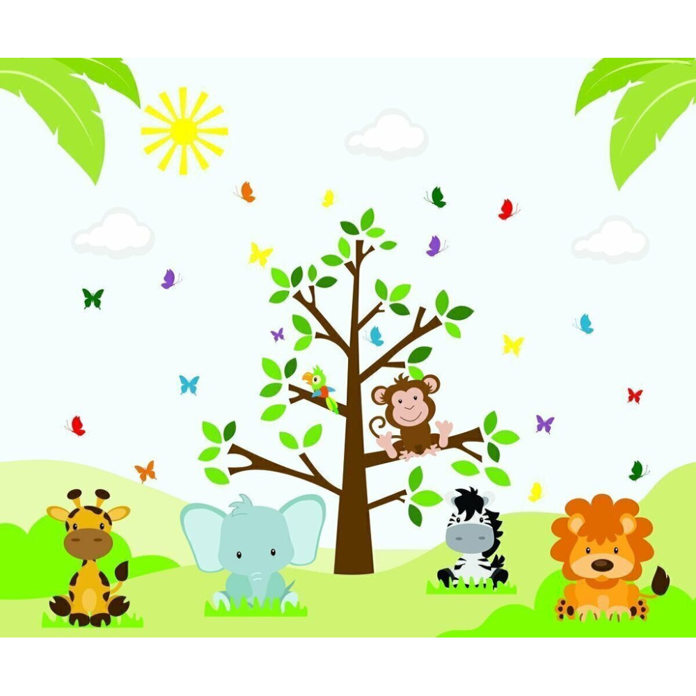 Papel De Parede Personalizado Amiguinhos Fofos Safári Papel De Parede Personalizado Amiguinhos Fofos Safári