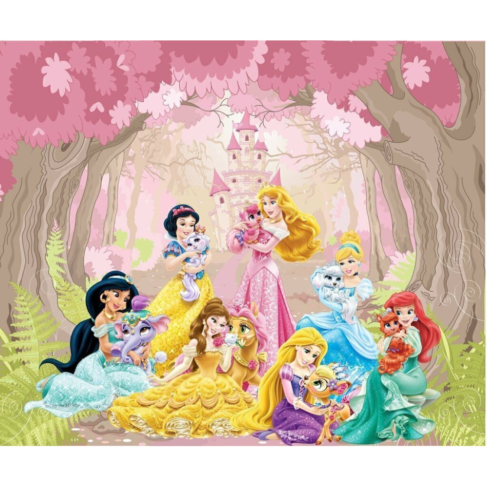 Papel De Parede Personalizado Princesas Felizes Com Os Animais No Bosque