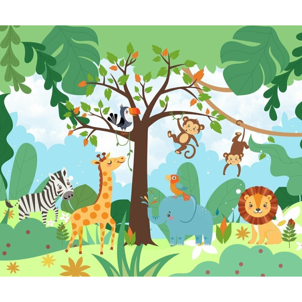 Papel De Parede Personalizado Safári Colorido