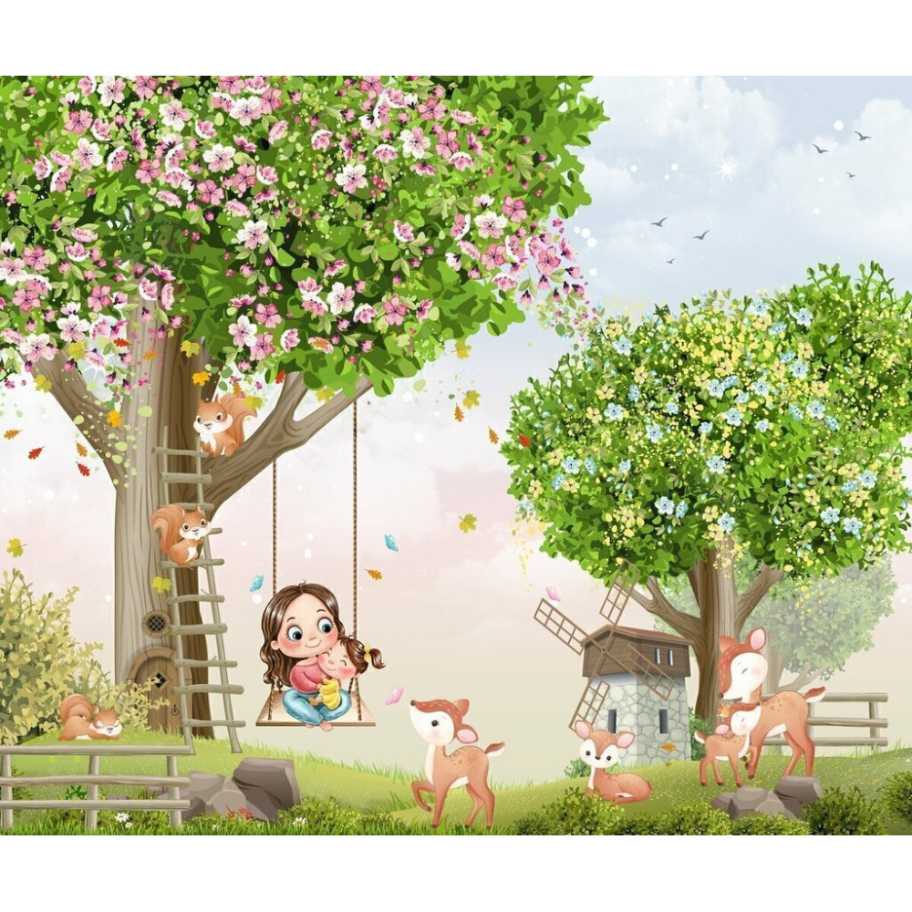 Papel De Parede Personalizado Mãe e Filha no Balanço