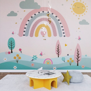 Papel de Parede Personalizado Arco Íris e o Encanto da Natureza