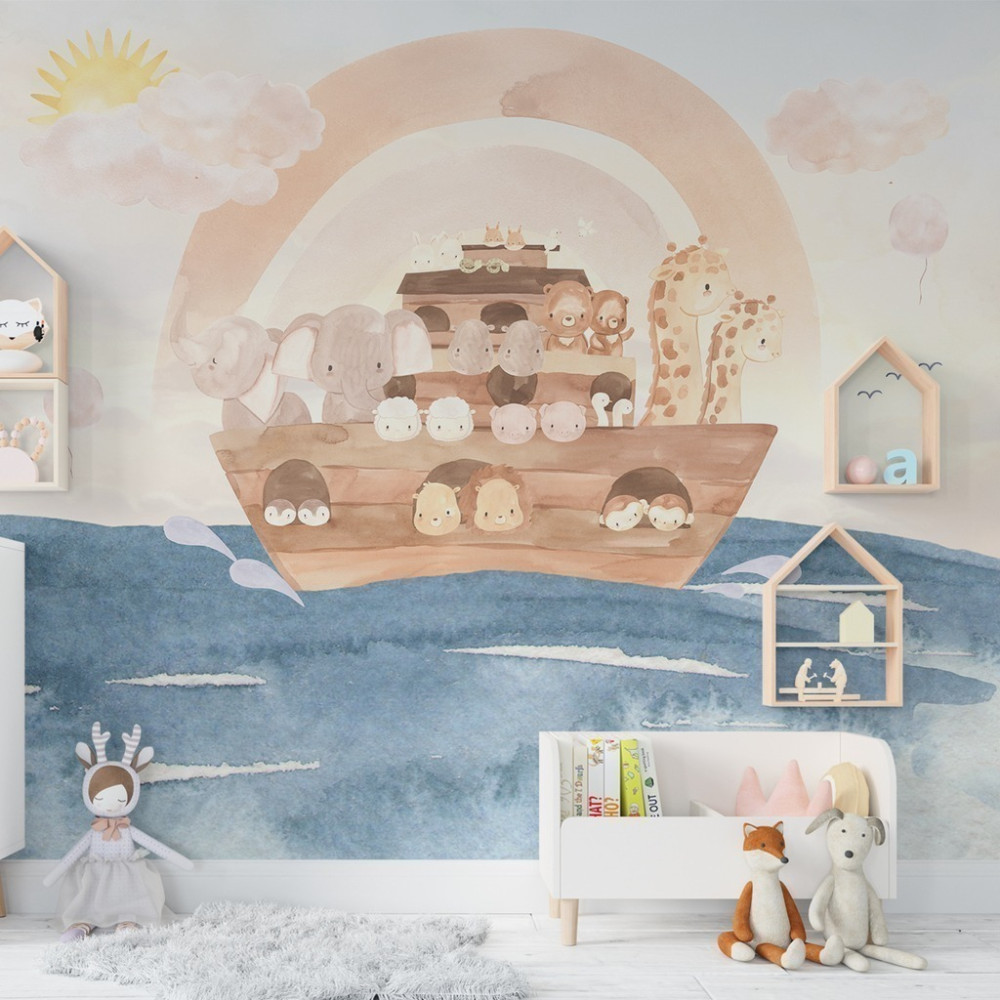 Papel de Parede Personalizado Animais na Arca de Noé Papel de Parede Personalizado Animais na Arca de Noé