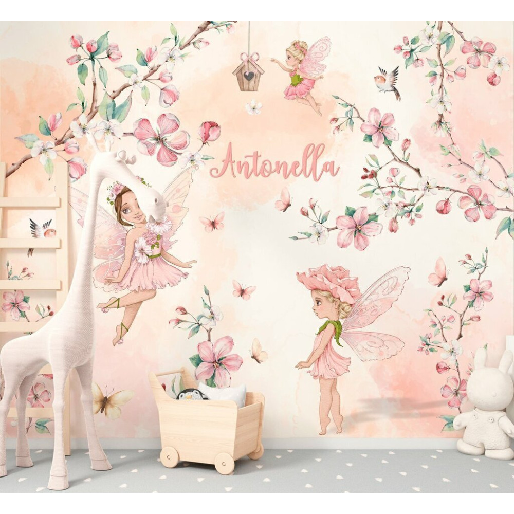 Papel de Parede Personalizado Fadas Florais Cute Papel de Parede Personalizado Fadas Florais Cute
