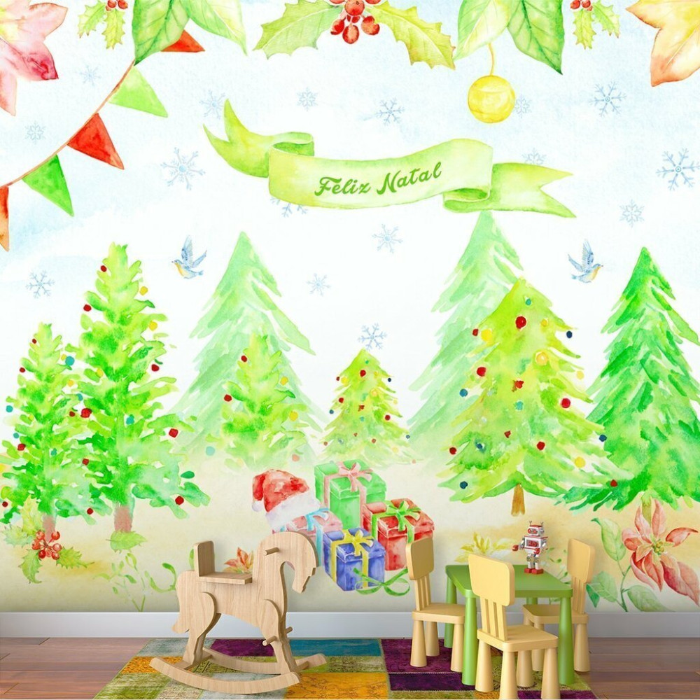 Papel de Parede Personalizado Árvore de Natal Papel de Parede Personalizado Árvore de Natal